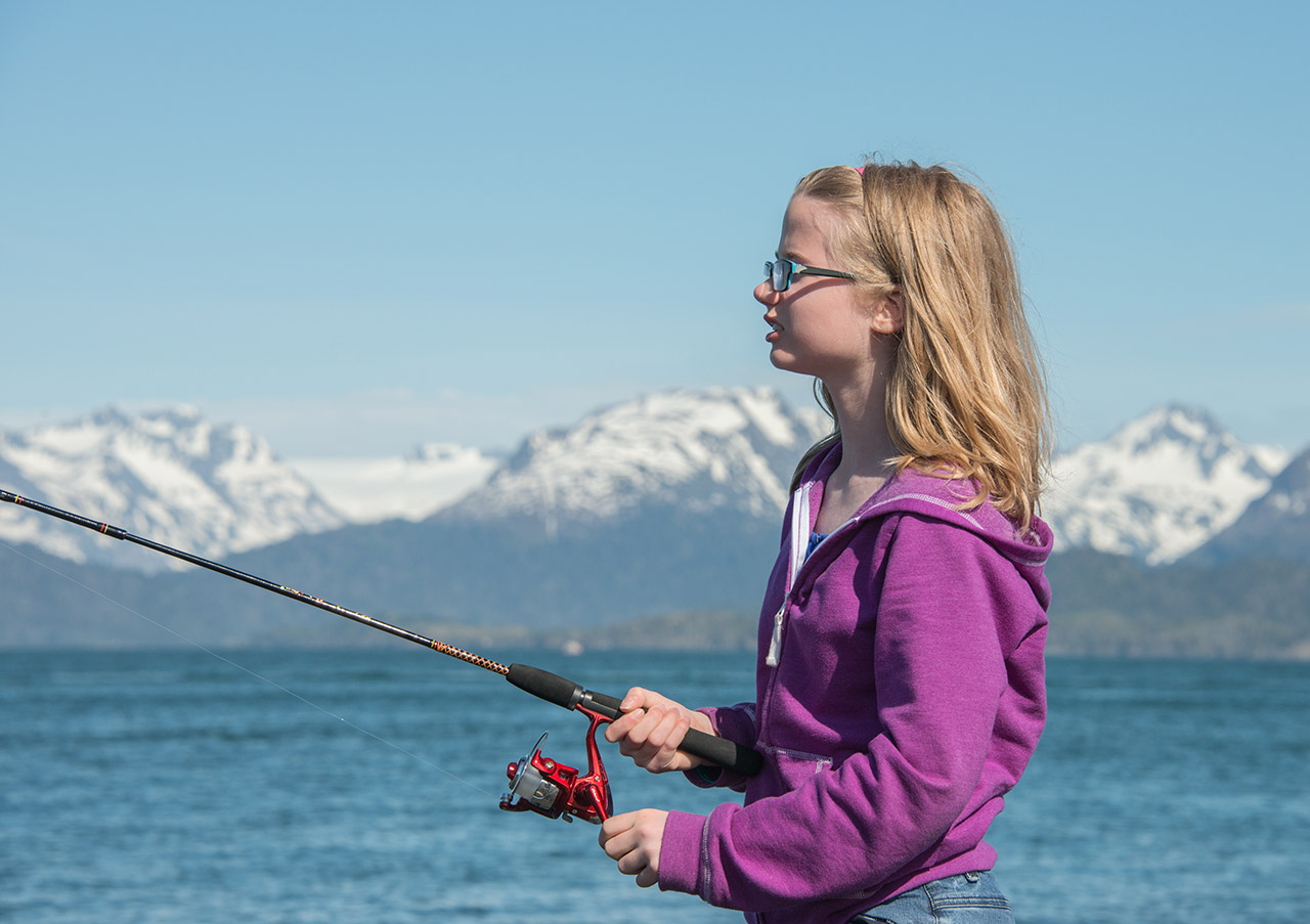 Girl fishing.