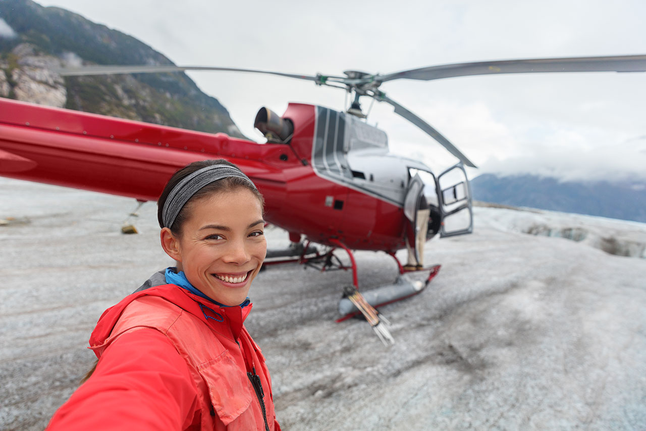 Guest selfie with helicopter.