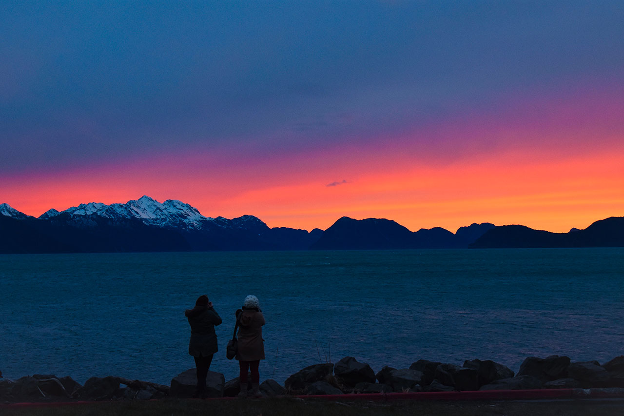 Alaska mountain sunset.